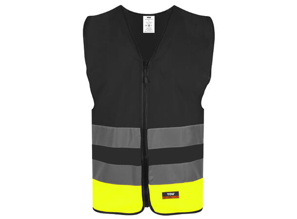 9043 Eskiltuna Refleksvest BLK/NYEL S Tofarget unisex refleksvest m/glidelås 
