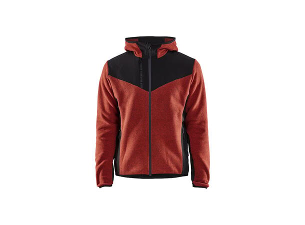 5940 Strikkejakke Brentrød/Svart XS Børstet Fleece 