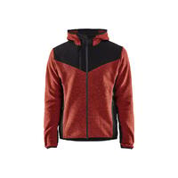 5940 Strikkejakke Brentrød/Svart XS Børstet Fleece