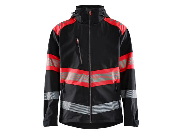 4494 Softshelljakke varsel BLK/HiVRed XS Klasse 1 